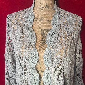 New  Luxurious Crochet Jacket/Coat/  Cotton/Lurex  Gray